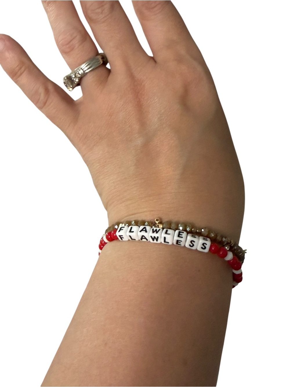 Little Words Project Flawless Beaded Bracelet Set Red Gold White TP1236 Stack
